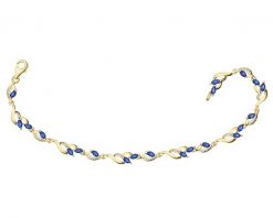 Bransoletka z żółtego złota z diamentami i szafirami syntetycznymi - 18 cm - próba 375. Żółte bransoletki Apart, z diamentem, złote. Za 3,459.00 zł.