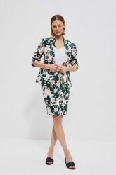 Marynarka z roślinnym printem. Zielone marynarki i żakiety MOODO, m, bez wzorów, z bawełny, biznesowe. W wyprzedaży za 53.99 zł.