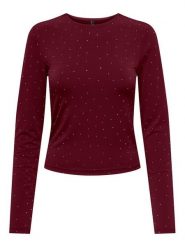 ONLY Bluzka Zita 15358986 Bordowy Regular Fit. Czerwone bluzki Only, l, bez wzorów, z syntetyku, bez kołnierzyka, bez ramiączek. Za 119.99 zł.