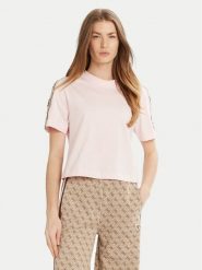 Guess T-Shirt 144851 Różowy Classic Fit. Czerwone t-shirty Guess, l, z aplikacjami, z bawełny, bez kołnierzyka, bez ramiączek. Za 99.99 zł.