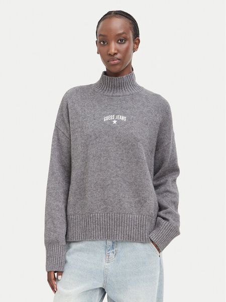 Guess Jeans Sweter W6BR09 Z1252 Szary Relaxed Fit. Szare swetry Guess Jeans, xxl, z aplikacjami, z bawełny, bez ramiączek. Za 389.99 zł.