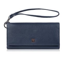 Duży portfel damski skórzany granatowy z miejscem na telefon kopertówka Paolo Peruzzi T-141-NV. Niebieskie portfele PAOLO PERUZZI, bez wzorów, ze skóry. Za 89.00 zł.