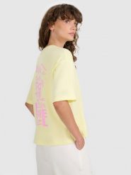 4F T-shirt oversize z nadrukiem damski - żółty L. Żółte koszulki sportowe 4f, bez wzorów, z bawełny, bez ramiączek. W wyprzedaży za 49.99 zł.