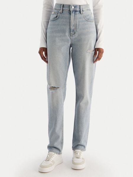 Calvin Klein Jeans Jeansy New Mom Jean Bowery Destroyed LV047D722G Niebieski Mom Fit. Niebieskie jeansy Calvin Klein Jeans, bez wzorów. Za 519.99 zł.