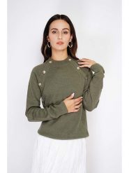 C& Jo Sweter w kolorze khaki rozmiar: 38. Brązowe swetry C& Jo, bez wzorów, bez ramiączek. Za 152.99 zł.