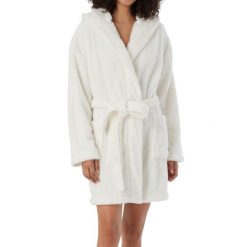 Szlafrok Teddy Fleece. Białe szlafroki Schiesser, m, bez wzorów, z polaru, bez ramiączek, z kapturem. Za 429.00 zł.