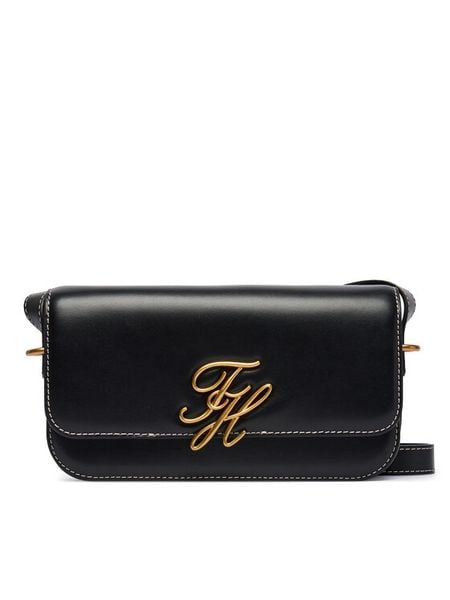 Tommy Hilfiger Torebka Th Script Flap Crossover AW0AW18399 Czarny. Czarne listonoszki TOMMY HILFIGER, bez wzorów, ze skóry, bez dodatków. Za 849.99 zł.