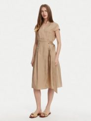 TWINSET Sukienka letnia 251TT2072 Beżowy Loose Fit. Brązowe sukienki Twinset, na lato, bez wzorów, z lyocellu, bez kołnierzyka, bez ramiączek. Za 929.99 zł.