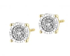 Kolczyki z żółtego i białego złota z brylantami - 0,15 ct - próba 585. Białe kolczyki Apart, z brylantem, złote. Za 2,890.00 zł.