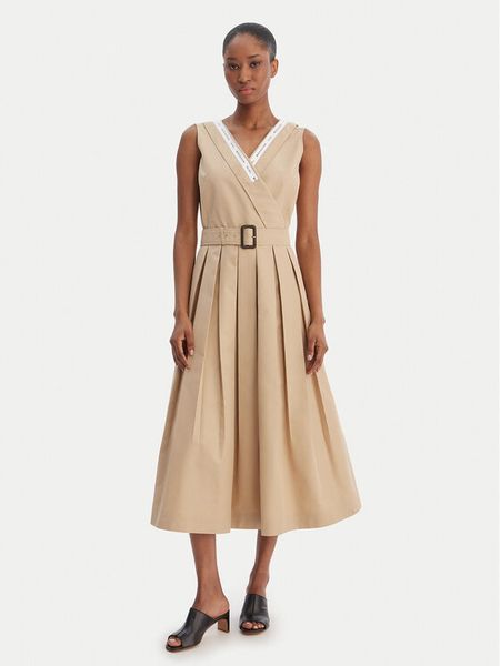 Weekend Max Mara Sukienka codzienna Cono 2615221021 Beżowy Regular Fit. Brązowe sukienki Weekend Max Mara, na co dzień, bez wzorów, z bawełny, bez kołnierzyka, bez ramiączek, proste. Za 1,689.00 zł.