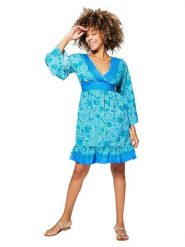 Ipanima Sukienka w kolorze niebiesko-zielonym rozmiar: 34/36. Niebieskie sukienki Ipanima, bez wzorów, bez kołnierzyka, bez ramiączek, mini. Za 65.99 zł.