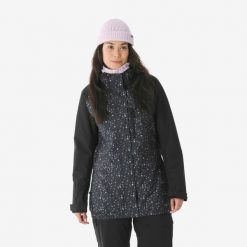 Kurtka narciarska i snowboardowa damska Quechua 500 long. Czarne kurtki narciarskie DREAMSCAPE, l, bez wzorów, z materiału, bez kaptura, narciarskie. Za 299.99 zł.