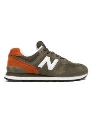 New Balance Skórzane sneakersy "574" w kolorze oliwkowo-pomarańczowym rozmiar: 40. Brązowe trampki New Balance, bez wzorów, bez zapięcia. Za 320.71 zł.