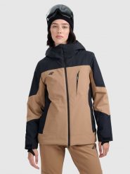 4F Kurtka narciarska membrana 8000 damska - brązowa XXL. Brązowe kurtki narciarskie 4f, m, bez wzorów, bez kaptura, narciarskie. Za 599.99 zł.