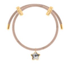 Bransoletka Liana beżowa z pozłacaną gwiazdką z ciemnoszarym kryształem. Brązowe bransoletki Lilou, pozłacane. Za 238.00 zł.