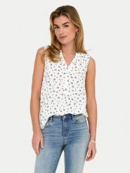 ONLY Bluzka Jette 15348709 Biały Regular Fit. Białe bluzki Only, m, bez wzorów, z wiskozy, bez kołnierzyka, bez ramiączek. Za 79.99 zł.