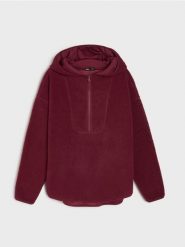 Bluza sherpa z kapturem - czerwony. Czerwone bluzy Sinsay, l, bez wzorów, z kapturem. Za 59.99 zł.