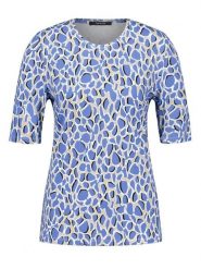 TAIFUN Koszulka w kolorze niebiesko-beżowym rozmiar: 42. Niebieskie bluzki Taifun, bez wzorów, bez kołnierzyka, bez ramiączek. Za 83.22 zł.