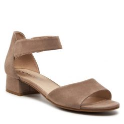 Sandały Caprice. Brązowe sandały Caprice, bez wzorów, bez obcasa, na płaskiej podeszwie, bez zapięcia. Za 179.99 zł.