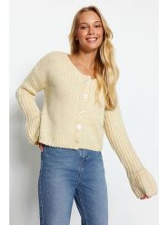 Trendyol Kardigan w kolorze kremowym rozmiar: M. Brązowe kardigany Trendyol, m, bez wzorów, ze splotem. Za 78.99 zł.
