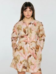 Koszula damska lniana w roślinny wzór wielokolorowa Kelliri 000. Koszule Big Star, l, bez wzorów, z tkaniny, klasyczne, bez kołnierzyka, bez ramiączek. Za 249.99 zł.