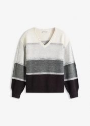Sweter z dzianiny. Czarne swetry bonprix, bez wzorów, z dzianiny, bez ramiączek. Za 124.99 zł.