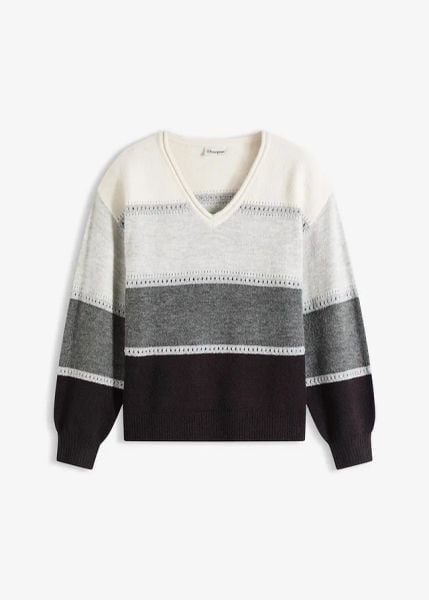 Sweter z dzianiny. Czarne swetry bonprix, bez wzorów, z dzianiny, bez ramiączek. Za 124.99 zł.