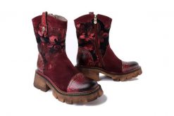 LAURA VITA 0006498 Omio 22 wine, botki damskie. Czerwone botki Laura Vita, na zimę, bez wzorów, ze skóry, bez obcasa, na obcasie, bez zapięcia. Za 499.90 zł.