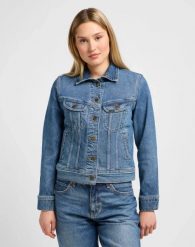 DAMSKA KURTKA LEE RIDER JACKET CLASSIC INDIGO 112341297. Niebieskie kurtki Lee, s, bez wzorów, z jeansu, bez kaptura. Za 199.99 zł.
