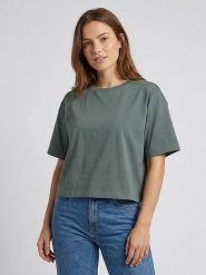 MOSS COPENHAGEN Koszulka "Leana" w kolorze zielonym rozmiar: M/L. Zielone bluzki Moss Copenhagen, l, bez wzorów, bez kołnierzyka, bez ramiączek. Za 118.28 zł.