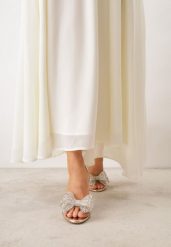 Złote Eleganckie Sandały Transparentne VICES na Szpilce z Kokardą z Cyrkoniami Pirera. Żółte sandały Born2be, bez wzorów, eleganckie, bez obcasa, na obcasie, bez zapięcia. Za 119.99 zł.