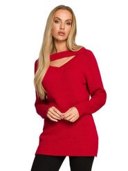 Made of emotion Sweter w kolorze czerwonym rozmiar: S/M. Czerwone swetry Made Of Emotion, m, bez wzorów, bez ramiączek. Za 132.67 zł.