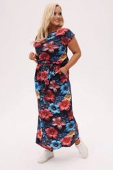 Granatowa sukienka Florida MAXI w hibiskusy i tropikalne kwiaty PLUS SIZE XXL OVERSIZE. Sukienki Moda Size Plus Iwanek, do pracy, na lato, l, bez wzorów, z dzianiny, biznesowe, bez kołnierzyka, plus size, bez ramiączek, maxi, oversize. Za 319.90 zł.