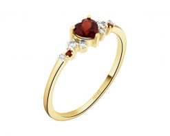 Pierścionek z żółtego złota z diamentami, granatami i topazami białymi - serce - próba 375. Białe pierścionki Apart, z diamentem, złote. Za 1,459.00 zł.