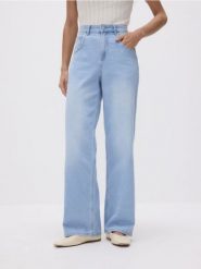 Jeansy wide leg z paskiem - niebieski. Niebieskie jeansy Reserved, bez wzorów. W wyprzedaży za 59.99 zł.