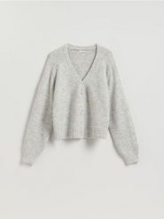 Kardigan z dekoracyjnymi guzikami - jasnoszary. Szare kardigany Reserved, l, bez wzorów, z dzianiny. Za 139.99 zł.