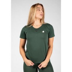 Koszulka bezszwowa fitness damska Gorilla Wear Neiro. Zielone bluzki GORILLA WEAR, s, bez wzorów, sportowe, bez kołnierzyka, bez ramiączek. Za 192.00 zł.