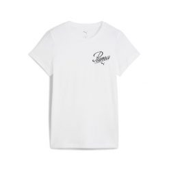 Damska koszulka ESS SCRIPT PUMA White. Białe bluzki Puma, l, bez wzorów, sportowe, bez kołnierzyka, bez ramiączek. Za 67.99 zł.