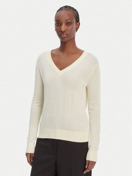 Calvin Klein Sweter LV044F324G Écru Regular Fit. Swetry Calvin Klein, l, bez wzorów, z bawełny, bez ramiączek. Za 409.99 zł.