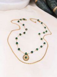 Charlize Pozłacany naszyjnik z malachitami - dł. 50 cm rozmiar: onesize. Zielone naszyjniki Charlize, z malachitem, pozłacane. Za 109.00 zł.