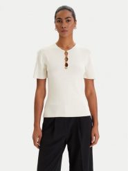 KARL LAGERFELD Bluzka B1W18014 Écru Slim Fit. Bluzki KARL LAGERFELD, m, bez wzorów, z wiskozy, bez kołnierzyka, bez ramiączek. Za 779.99 zł.