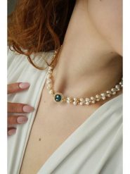 Pierres delicates Pozłacany naszyjnik z perłami - dł. 50 cm rozmiar: onesize. Niebieskie naszyjniki Pierres delicates, z cyrkonią, pozłacane. Za 133.45 zł.