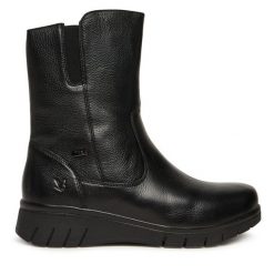 Botki Caprice. Czarne botki Caprice, bez wzorów, bez obcasa, na płaskiej podeszwie, bez zapięcia. Za 589.99 zł.