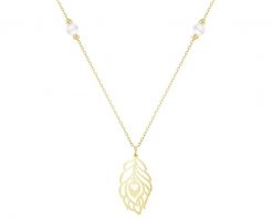 Złoty naszyjnik z perłami i cyrkonią - piórko. Żółte naszyjniki Apart, z cyrkonią, złote. Za 1,179.00 zł.