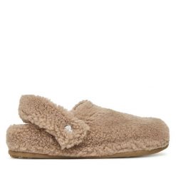 Kapcie Crocs. Brązowe obuwie domowe Crocs, bez wzorów, bez zapięcia. Za 229.99 zł.