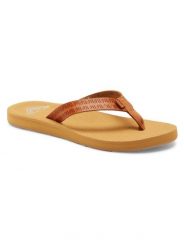 Klapki plażowe dla Kobiety PORTO Beżowy. Brązowe klapki Roxy, bez wzorów, z materiału, bez obcasa. Za 99.99 zł.