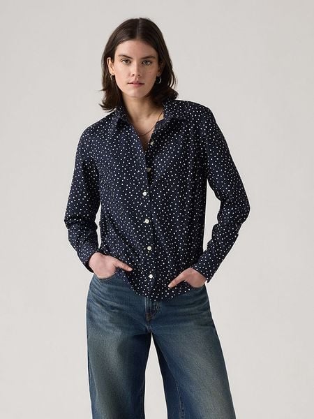 Levi's Bluzka w kolorze granatowo-białym rozmiar: S. Niebieskie bluzki Levi's®, s, bez wzorów, z bawełny, bez kołnierzyka, bez ramiączek. Za 122.96 zł.