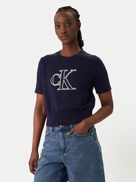 Calvin Klein Jeans Sweter LV047F356G Fioletowy Regular Fit. Fioletowe swetry Calvin Klein Jeans, xl, bez wzorów, z bawełny, bez ramiączek. Za 265.99 zł.