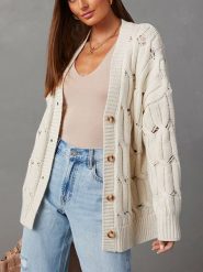 Milan Kiss Kardigan w kolorze kremowym rozmiar: XL. Brązowe kardigany Milan Kiss, xl, bez wzorów, z bawełny. Za 91.56 zł.