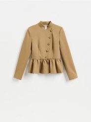 Marynarka z ozdobnymi guzikami - beżowy. Brązowe marynarki i żakiety Reserved, l, bez wzorów, z tkaniny. Za 249.99 zł.